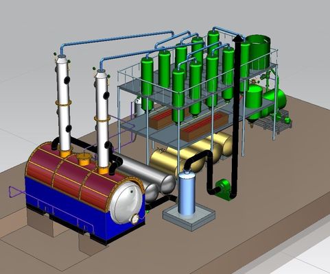 30TPD Waste Engine Oil Refining to Diesel Distillation Equipment in 150 Square Meters