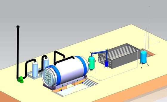8-10Tons Daily Capacity Waste Tire Pyrolysis Machine 2200*6600mm