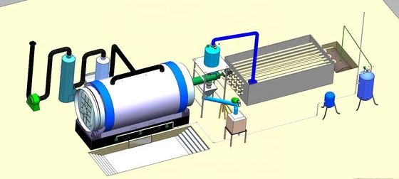 38tons Capacity Pyrolysis Waste Tire To Oil Production Line for 300sq Meter Location